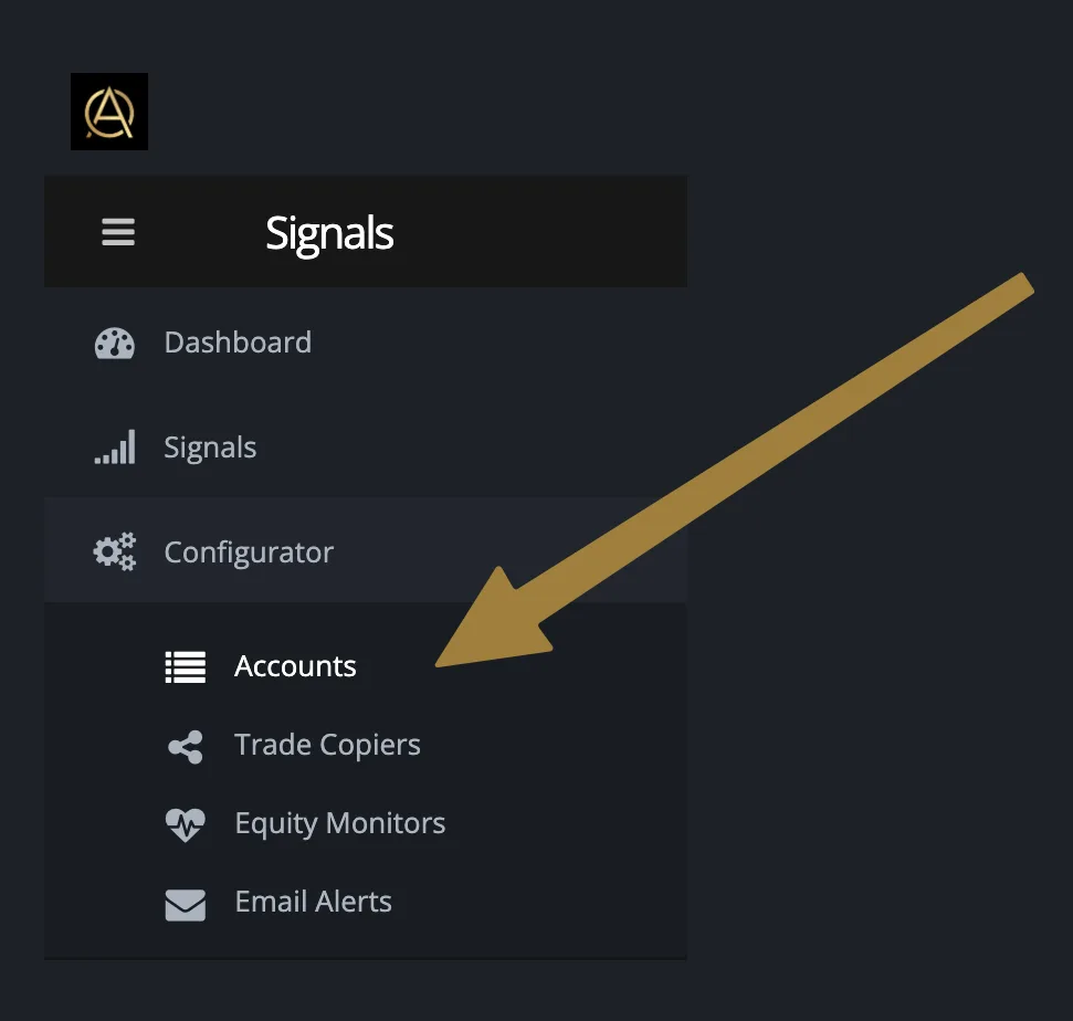 Left navigation showing Configurator expanded with Accounts highlighted