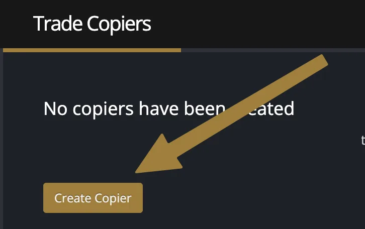 Trade Copiers page with Create Copier button