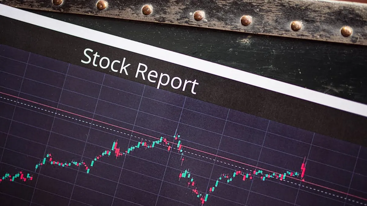 Detailed view of a stock report displaying a market performance graph with data trends.